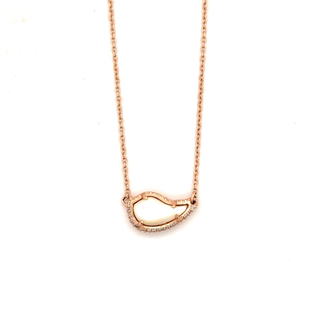 Kendra Scott Rose Gold Mother of Pearl Paisley Pendant Necklace 16-18 inch